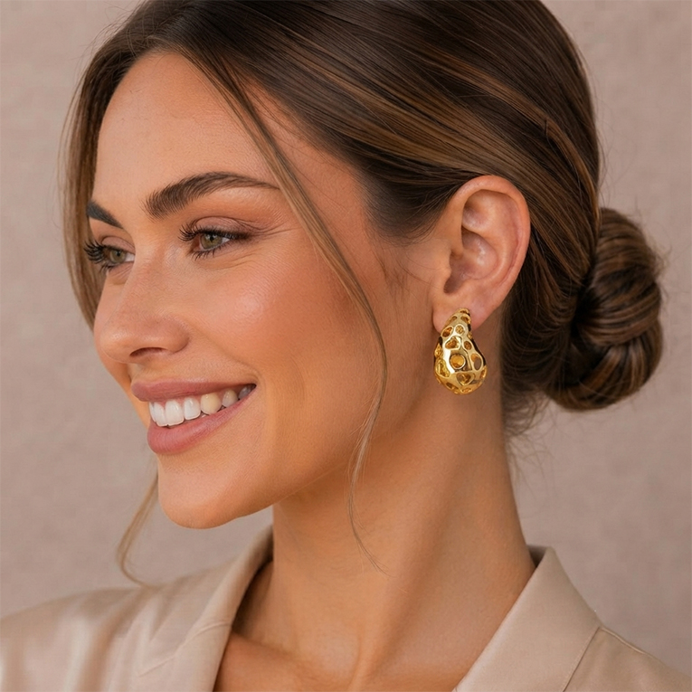 ARETE GOTA CHAPA DE ORO 18 KT