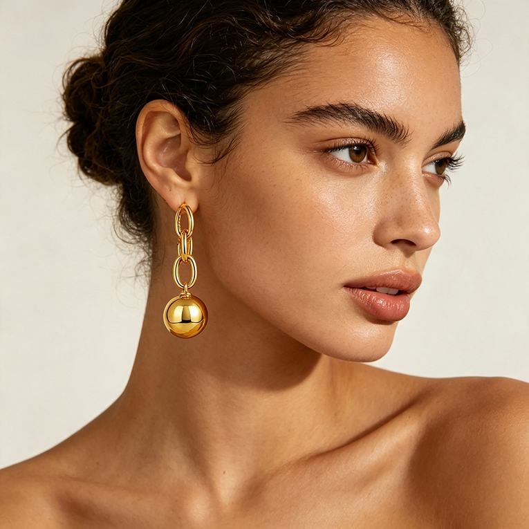 ARETE ESFERAS CHAPA DE ORO 18 KT